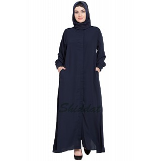 Front open Cardigan abaya- Navy Blue 